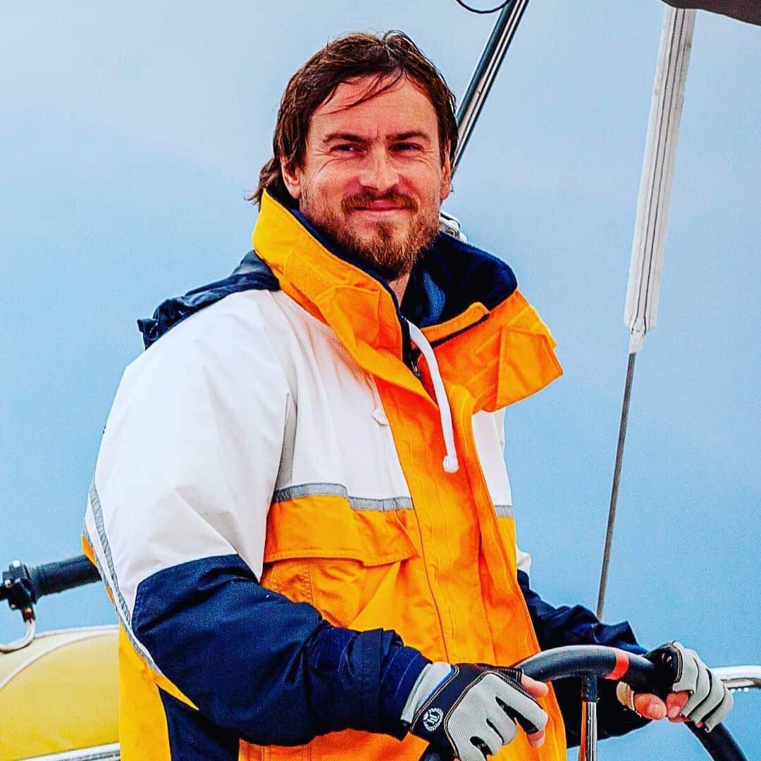 Alexey Usov on a sailing yacht
